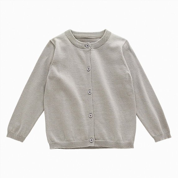 Wonitaaizi Girls Cardigan Sweater Toddler Long Sleeve Button Knit Solid Sweaters Tops (6-12 Months,Grey)