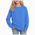 thumbnail image 1 of Wonitaaizi Girls Crewneck Sweatshirts Kids Long Sleeve Shirts Curved Hem Tops (1-2 Years,Blue), 1 of 5