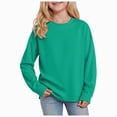 thumbnail image 1 of Wonitaaizi Girls Crewneck Sweatshirts Kids Long Sleeve Shirts Curved Hem Tops (1-2 Years,Green), 1 of 5