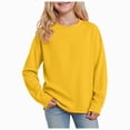 thumbnail image 1 of Wonitaaizi Girls Crewneck Sweatshirts Kids Long Sleeve Shirts Curved Hem Tops (2-3 Years,Yellow), 1 of 5