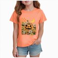 thumbnail image 1 of Wonitaaizi Girls Halloween Tshirt Kids Pumpkin Face Graphic Tshirt Tee Funny Print Short Sleeve Tops (13-14 Years,Orange), 1 of 5