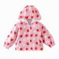 thumbnail image 1 of Wonitaaizi Girls Lightweight Hooded Jacket Kids Water-Resistant Windbreaker Printed Jacket (3-4 Years,Red), 1 of 1