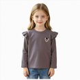 thumbnail image 1 of Wonitaaizi Girls Long Sleeve T-Shirt Toddler Comfort Soft Thick Basic Crewneck Tee Tops with Ruffles Trim (18-24 Months,Grey), 1 of 5