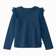 thumbnail image 1 of Wonitaaizi Girls Long Sleeve T-Shirt Toddler Comfort Soft Thick Basic Crewneck Tee Tops with Ruffles Trim (3-4 Years,Navy), 1 of 5