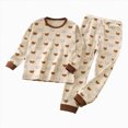 thumbnail image 1 of Wonitaaizi Girls Pajama Sets Long Sleeve Comfy Spring Fall Sleepwear Sets Khaki for Size 18-24 Months, 1 of 4