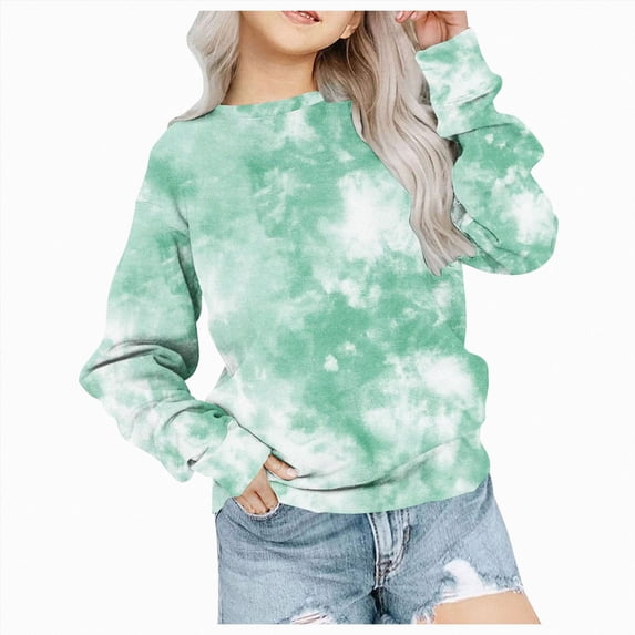 Wonitaaizi Girls Puff Long Sleeve Shirts Kids Fashion Dressy Tops Blouse (9-10 Years,Green)
