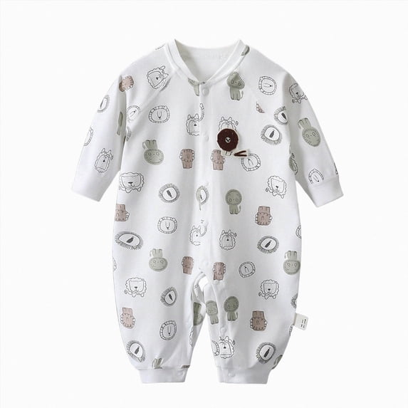 Wonitaaizi Girls Soft Unisex Footless Newborn Baby Sleepers Pajamas Romper Long Sleeve (6-9 Months,White)