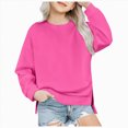 thumbnail image 1 of Wonitaaizi Girls Sweatshirts Pockets Teens Sweatshirt Long Sleeve Crewneck Pullover Tops Fall (9-10 Years,Hot Pink), 1 of 6