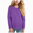 thumbnail image 1 of Wonitaaizi Girls Toddler Long Sleeve T Shirts Soft Tshirts Basic Tee Undershirts Solid Color Crew Neck Tops (7-8 Years,Dark Purple), 1 of 7