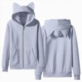 thumbnail image 1 of Wonitaaizi Girls Zip Up Hoodies Fall Cute Cat Oversize Hoodie Jackets Casual Long Sleeve Hood Sweatshirt Coat (11-12 Years,Light Gray), 1 of 7