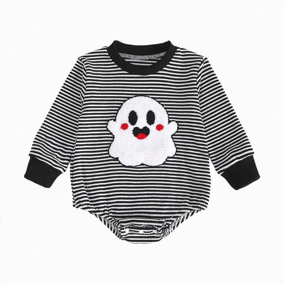 Wonitaaizi Halloween Baby Clothes Newborn Boy Pumpkin Romper Sweatshirt Fall Outfit(3-6 Months,Black)
