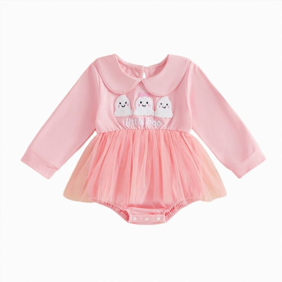 Wonitaaizi Infant Baby Girl Halloween Clothes Long Sleeve Romper Newborn Pumpkin Outfit(6-12 Months,Pink)