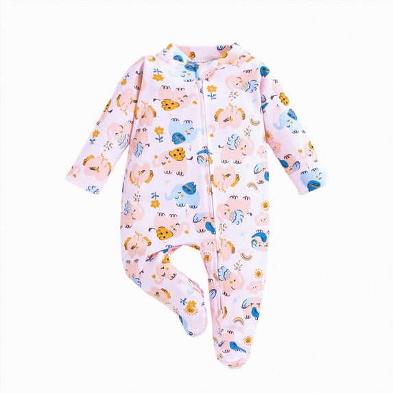 Wonitaaizi Infant Toddler Girls Footed Pajamas One-Piece Romper Sleep and Play (0-3 Months,Light Pink)