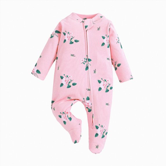 Wonitaaizi Infant Toddler Girls Footed Pajamas One-Piece Romper Sleep and Play (0-3 Months,Pink)