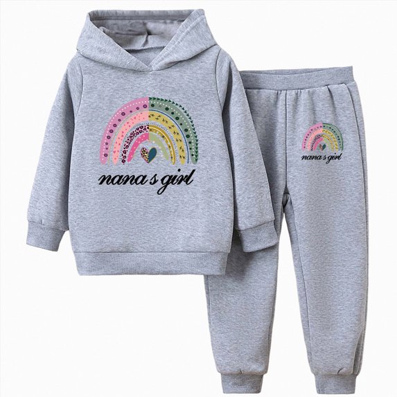 Wonitaaizi Kids Girls Jogger Sets Pullover Hooded Cropped Sweatshirt Tops and Sweatpants 2PCS Set (3-4 Years,Grey)