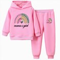 thumbnail image 1 of Wonitaaizi Kids Girls Jogger Sets Pullover Hooded Cropped Sweatshirt Tops and Sweatpants 2PCS Set (3-4 Years,Pink), 1 of 7