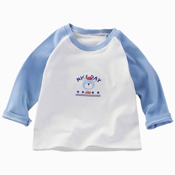 Wonitaaizi Kids Toddler Baby Boy Outfit Long Sleeve Print Pullover Sweatshirt Infant Spring Clothes (12-18 Months,Sky Blue)