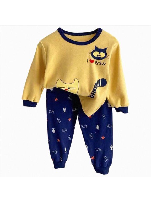 Kids Toddler Boys Girls Easter Pajamas Animal Truck Rabbit Buddy Pajamas Easter Gift Sleepwear Pjs Set (18-24 Months,Light Yellow)