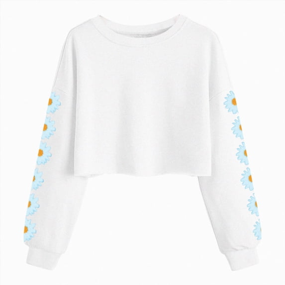 Wonitaaizi Kids Tops Girls Long Sleeve Fashion Sweatshirts Pullover Top Cute Tops Fashion Sweatshirts (8-9 Years,White)