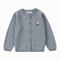 thumbnail image 1 of Wonitaaizi Little Girls Cute Crew Neck Long Sleeve Button-Down Solid Fine Knit Cardigan Sweaters (4-5 Years,Grey), 1 of 4