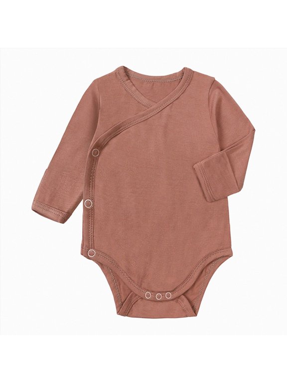 Newborn Baby Boy Bodysuit Soft Long Sleeve Onesie for Infant Boy Snap Romper (18-24 Months,Brick Red)