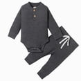 thumbnail image 1 of Wonitaaizi Newborn Baby Boy Clothes Romper Long Sleeve Pant Sets for Infant(0-3 Months,Grey), 1 of 7