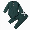 thumbnail image 1 of Wonitaaizi Newborn Baby Boy Clothes Romper Long Sleeve Pant Sets for Infant(3-6 Months,Green), 1 of 4
