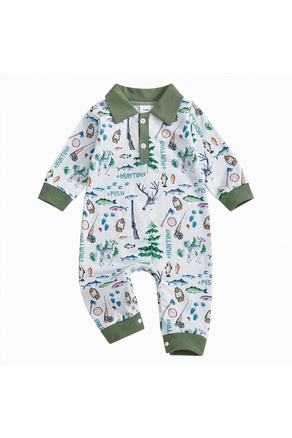 Newborn Baby Boy Duck Romper Long Sleeve One Piece Jumpsuit Overalls Baby Clothes (12-18 Months,Green)