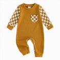 thumbnail image 1 of Wonitaaizi Newborn Baby Boy Fall Outfit Romper Long Sleeve Plaid Print Jumpsuits Cute Infant Clothes (12-18 Months,Brown), 1 of 5