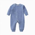 thumbnail image 1 of Wonitaaizi Newborn Baby Boy Girl Long Sleeve Quilted Wrap-Front Jumpsuit One-Piece Outfit Coverall(0-3 Months,Blue), 1 of 5