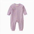 thumbnail image 1 of Wonitaaizi Newborn Baby Boy Girl Long Sleeve Quilted Wrap-Front Jumpsuit One-Piece Outfit Coverall(9-18 Months,Purple), 1 of 6