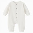 thumbnail image 1 of Wonitaaizi Newborn Baby Boy Girl Outfits Neutral Baby Clothes Infant Long Sleeve Button Up Sweater Romper Jumpsuit(12-18 Months,White), 1 of 7