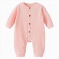 thumbnail image 1 of Wonitaaizi Newborn Baby Boy Girl Outfits Neutral Baby Clothes Infant Long Sleeve Button Up Sweater Romper Jumpsuit(6-12 Months,Pink), 1 of 4