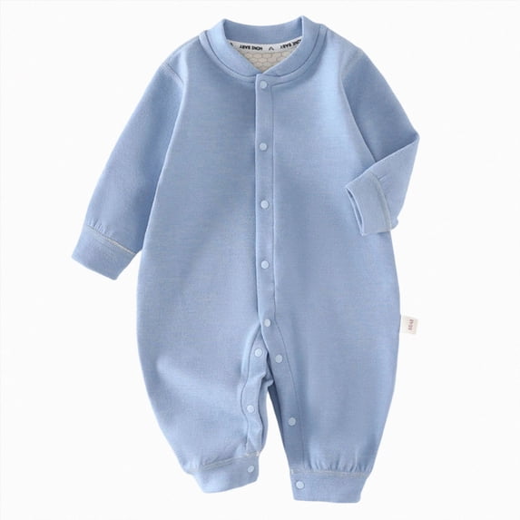 Wonitaaizi Newborn Baby Boy Romper Winter Warm Jumpsuit One-Piece Bodysuit Closures(2-4 Months,Blue)