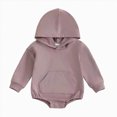 thumbnail image 1 of Wonitaaizi Newborn Baby Boys Hooded Sweatshirt Long Sleeve Solid Romper Infant Baby Fall Winter Spring Outfits (0-3 Months,Purple), 1 of 4