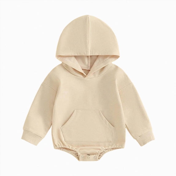 Wonitaaizi Newborn Baby Boys Hooded Sweatshirt Long Sleeve Solid Romper Infant Baby Fall Winter Spring Outfits (3-6 Months,White)