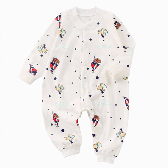 Wonitaaizi Newborn Baby Boys Romper Outfits Infant Long Sleeve One-Piece Toddler Button Jumpsuits(6-12 Months,White)