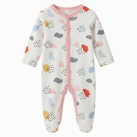 Wonitaaizi Newborn Baby Girl Bodysuit Long Sleeve Jumpsuit Outfits Clothes (6-9 Months,Light Pink)