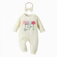 thumbnail image 1 of Wonitaaizi Newborn Baby Girl Clothes Fall Jumpsuit Long Sleeve Outfit(9-12 Months,Beige), 1 of 7
