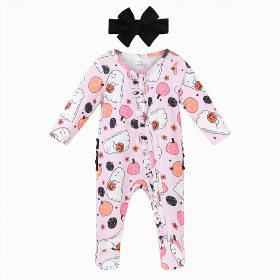 Wonitaaizi Newborn Baby Girl Clothes Footie Romper Infant Sleeper Outfit(3-6 Months,Pink)