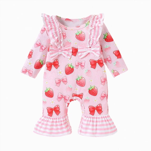 Wonitaaizi Newborn Baby Girl Clothes Long Sleeve Romper Jumpsuit Romper Outfits (3-6 Months,Pink)