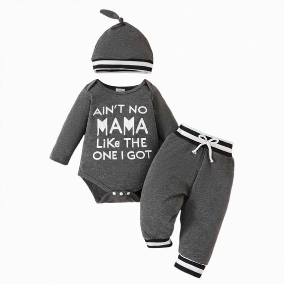 Wonitaaizi Newborn Infant Baby Boy Clothes Fall Winter Outfits Outfit Toddler 3PC Clothes Set(6-9 Months,Grey)