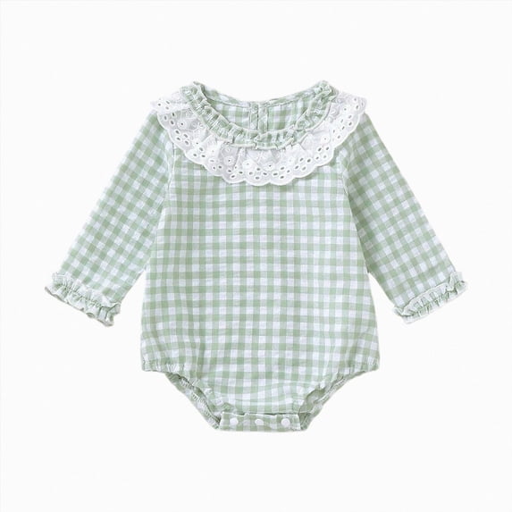 Wonitaaizi Newborn Infant Baby Girl Romper Onesie Long Sleeve Bodysuit Cute Fall Clothes (12-18 Months,Light Green)