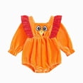 thumbnail image 1 of Wonitaaizi Newborn Thanksgiving Baby Girl Outfit Romper Bodysuit Fall Winter Clothes(6-12 Months,Orange), 1 of 7