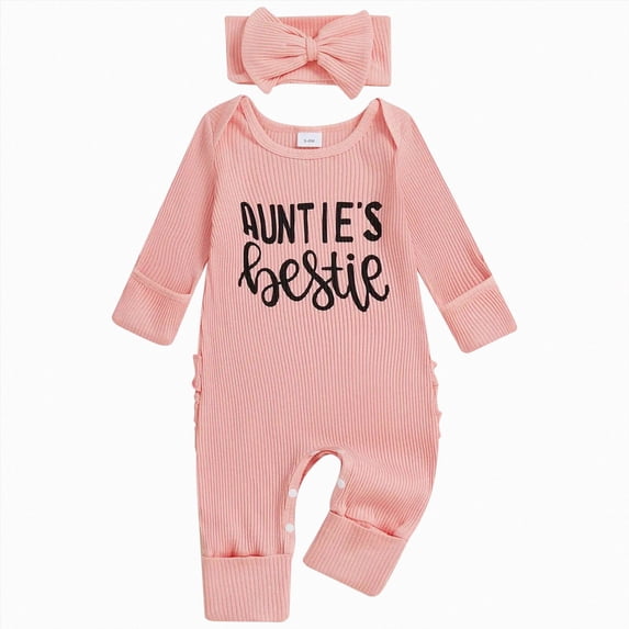 Wonitaaizi Outfit Baby Girl Romper Jumpsuit Newborn Clothes(0-3 Months,Light Pink)
