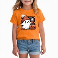 thumbnail image 1 of Wonitaaizi Teen Girls Pumpkin Halloween Tshirts Funny Ghost Graphic Tees Kids Cute Holiday Party Clothes (6-7 Years,Orange), 1 of 5