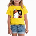 thumbnail image 1 of Wonitaaizi Teen Girls Pumpkin Halloween Tshirts Funny Ghost Graphic Tees Kids Cute Holiday Party Clothes (6-7 Years,Yellow), 1 of 5