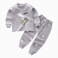 thumbnail image 1 of Wonitaaizi Toddler Baby Boy Clothes Print Long Sleeve Pullover Top Bow Pants Set 2 Pcs Sweatsuit pajamas (4-5 Years,Grey), 1 of 2