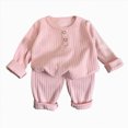 thumbnail image 1 of Wonitaaizi Toddler Baby Boy Girl Clothes Long Sleeve Tops Pants Set Casual Outfit (2-3 Years,Pink), 1 of 4