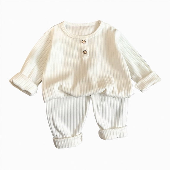 Wonitaaizi Toddler Baby Boy Girl Clothes Long Sleeve Tops Pants Set Casual Outfit (4-5 Years,White)